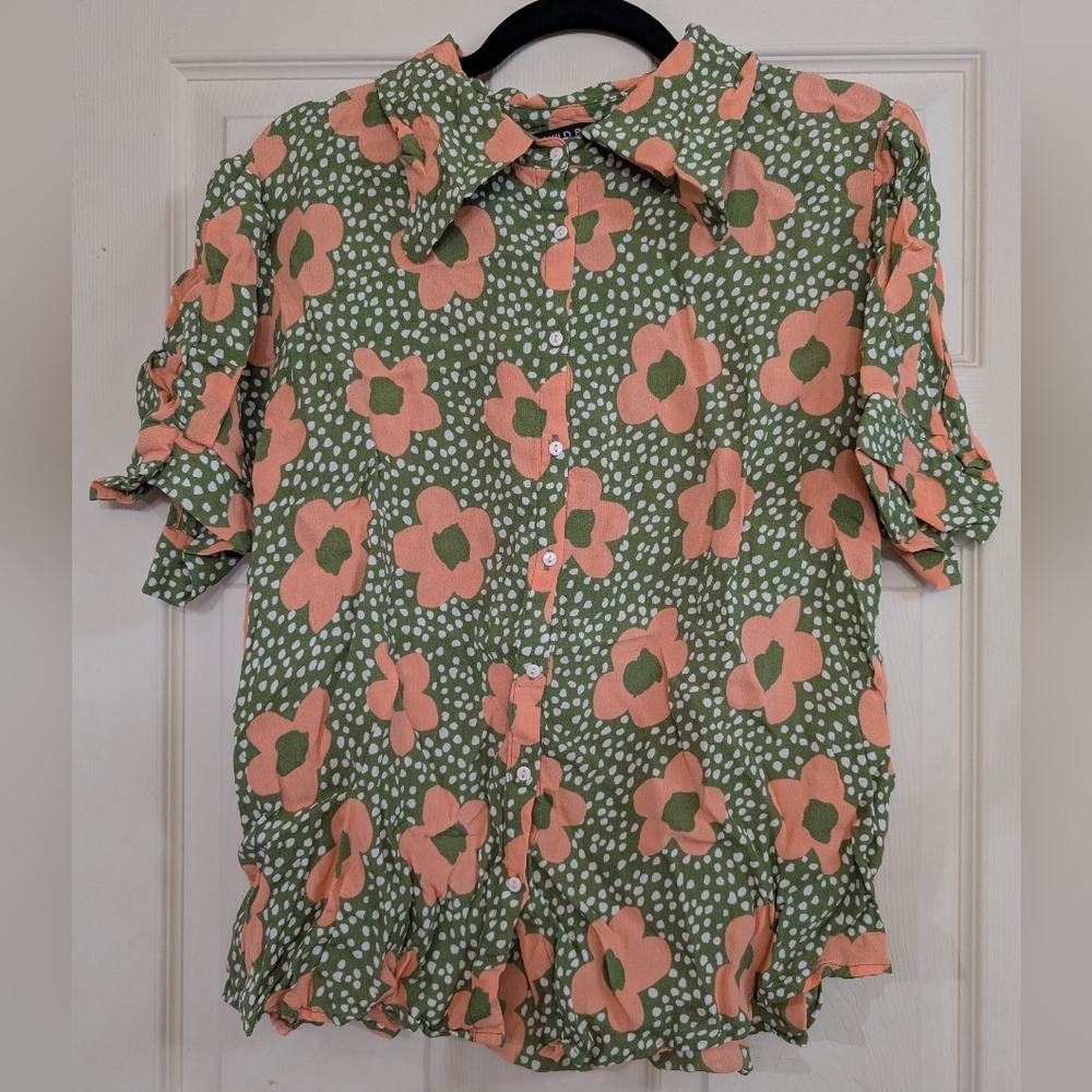 Floral Cropped Blouse XL (T15)